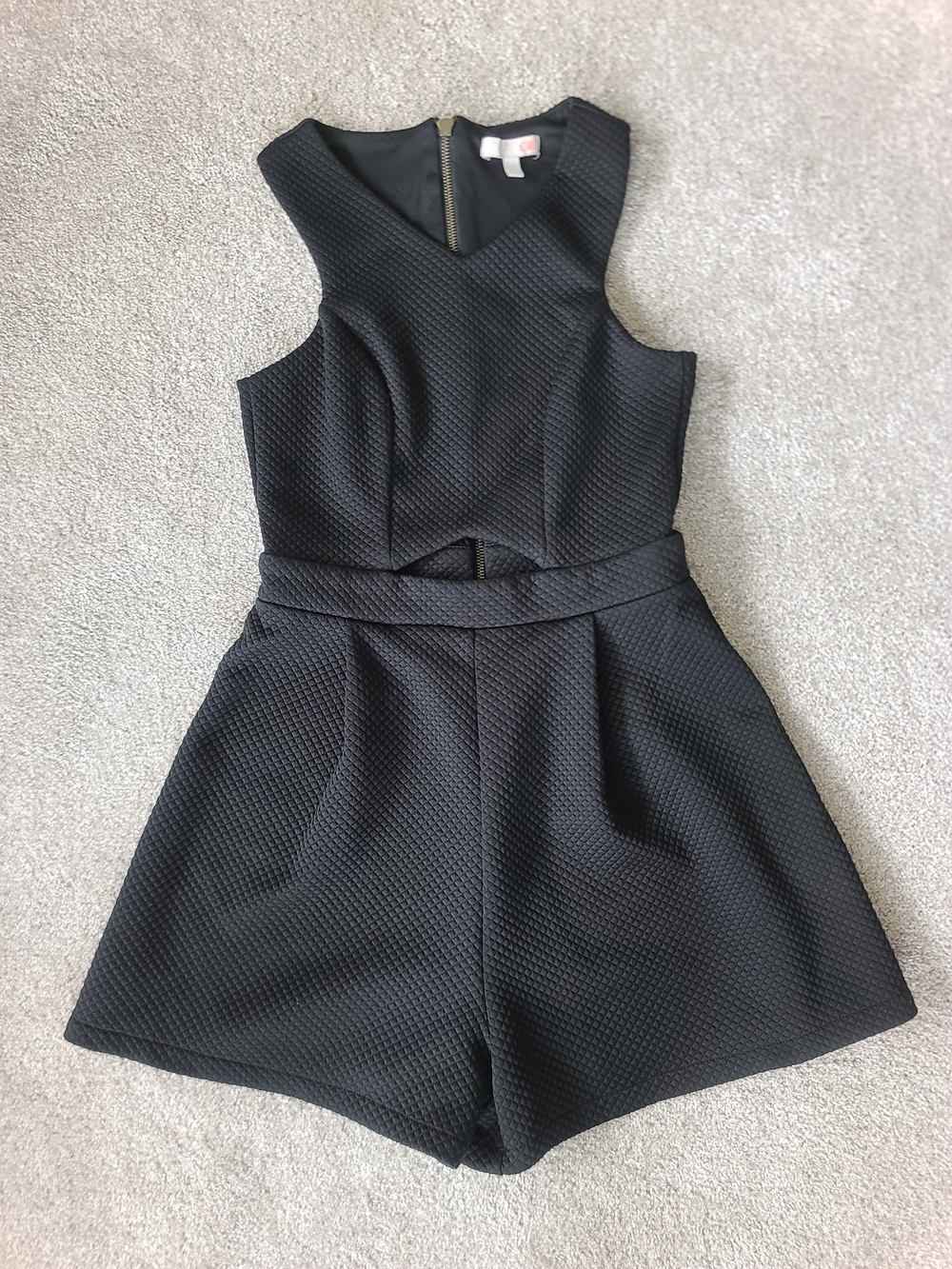 GB Black Textured Fit And Flare Romper Dress Size Small
